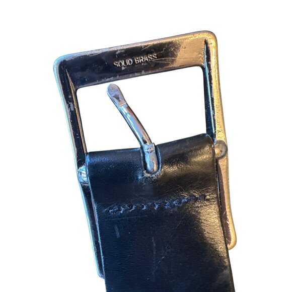 Martin Dingman Black Leather Belt W/ Solid Brass Buckle Made in USA 33 - Picture 4 of 9